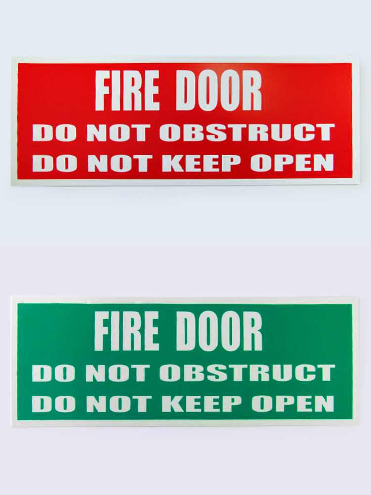 Gold Coast Fire Door Services — Hardware — Fire Door Signage — Red & Green