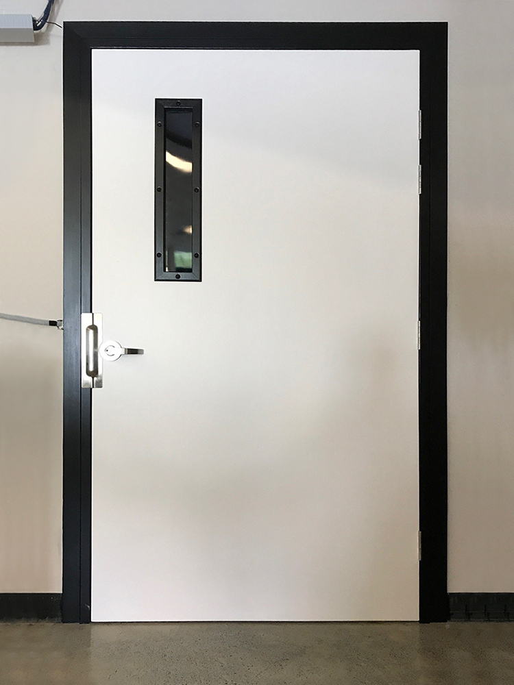 Single fire door with view panel — Side 2